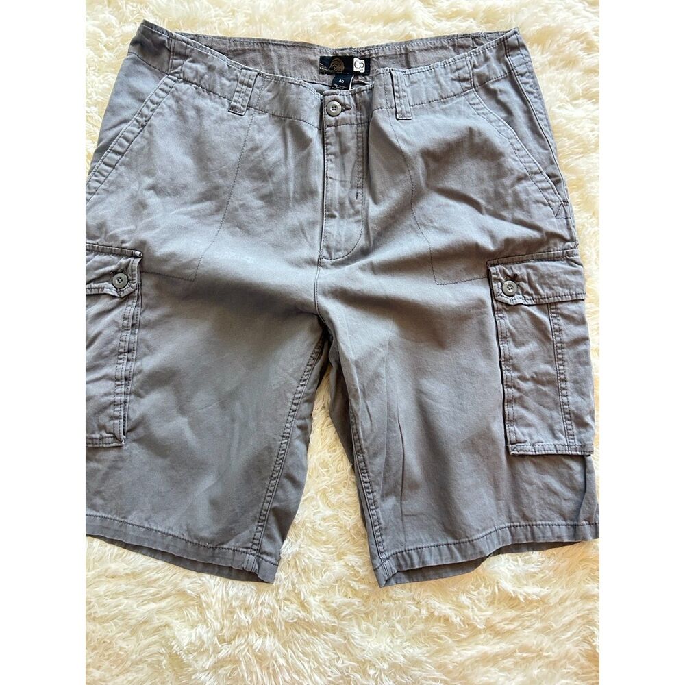OP Ocean Pacific Mens Size 40 Gray Cotton Twill Cargo Shorts Surf Skater Y2K